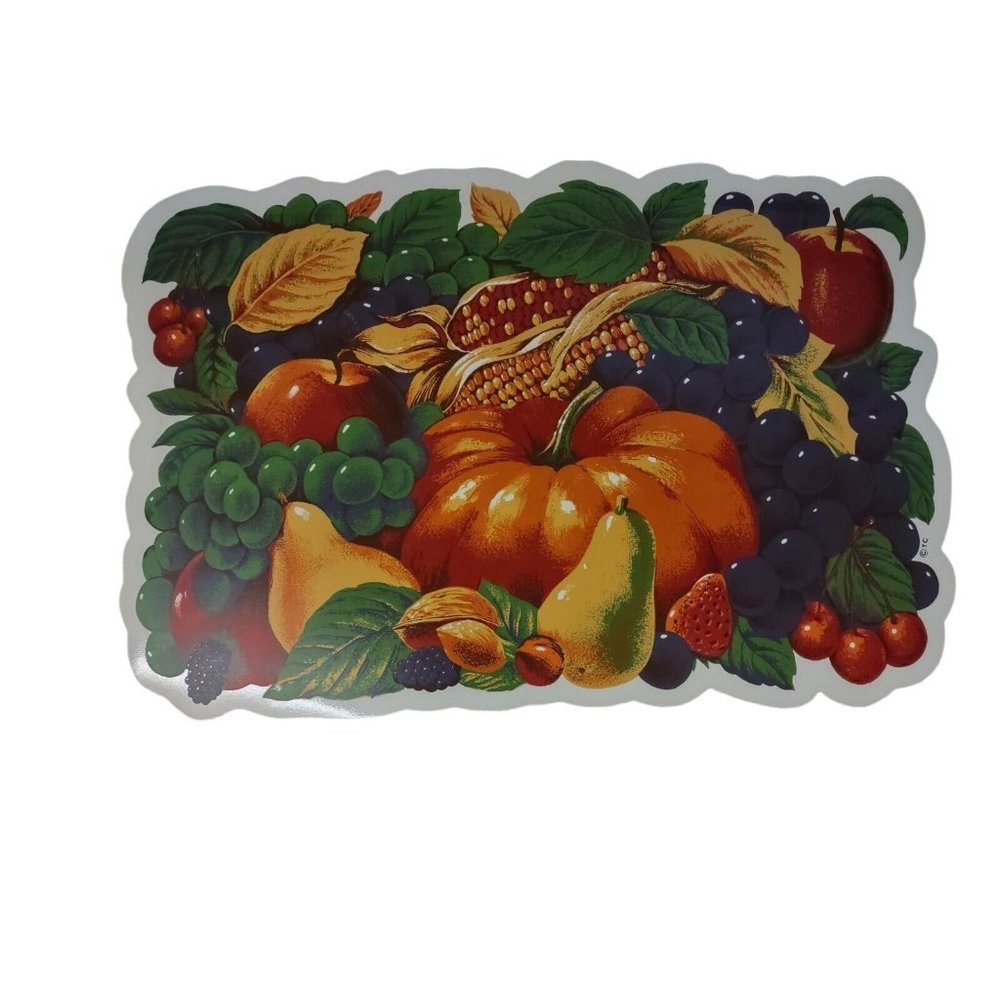 Vintage Town & Country Living Fall Pumpkin Puffy Plastic Placemats Set Of 5